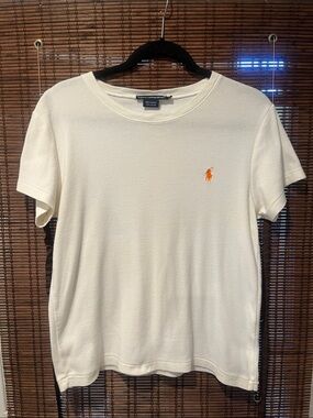 Ralph Lauren Cream Short-Sleeve Tee with Orange Pony